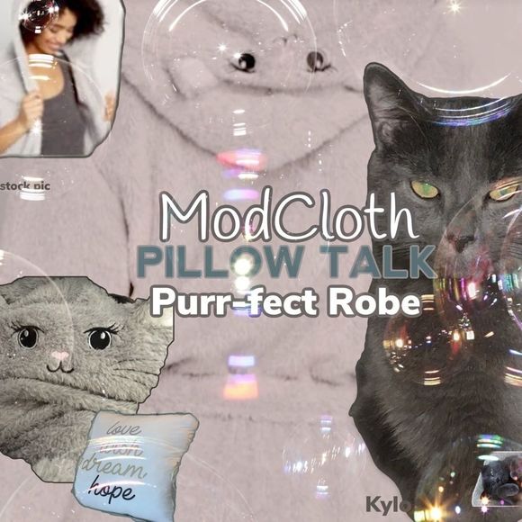 Modcloth Pillow Talk Fluffy Gray Cat Robe - Picture 1 of 7